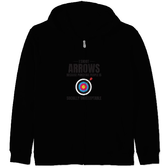 Archery Targets Archer Bullseye Shooting Sport Zip Hoodies