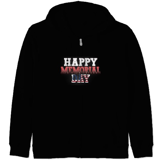 Patriotic Memorial Day Flag Design Zip Hoodies
