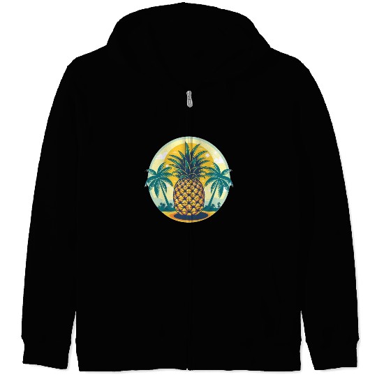Classic Pineapple and Palm Trees Zip Hoodies