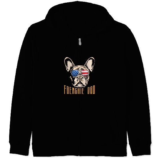 French Bulldog USA FRENCHIE DAD American Zip Hoodies