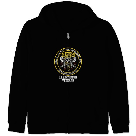 Retired US Army Ranger Veteran USA Military Vet Zip Hoodies