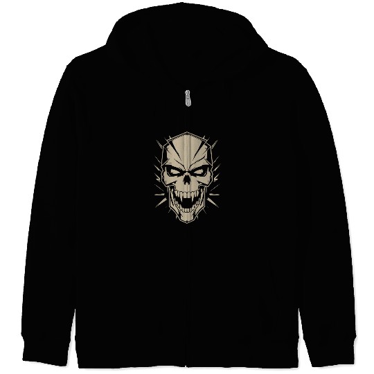 Agressive menacing skull Zip Hoodies