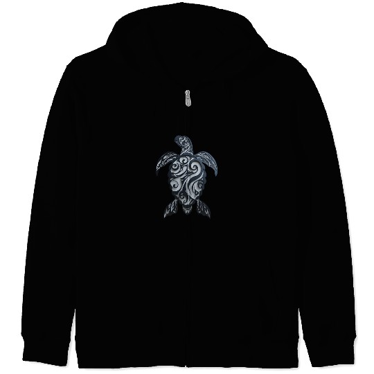 Tribal Sea Turtle Zip Hoodies