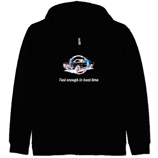 Muscle American Car Time Travel Fantasy Race Zip Hoodies