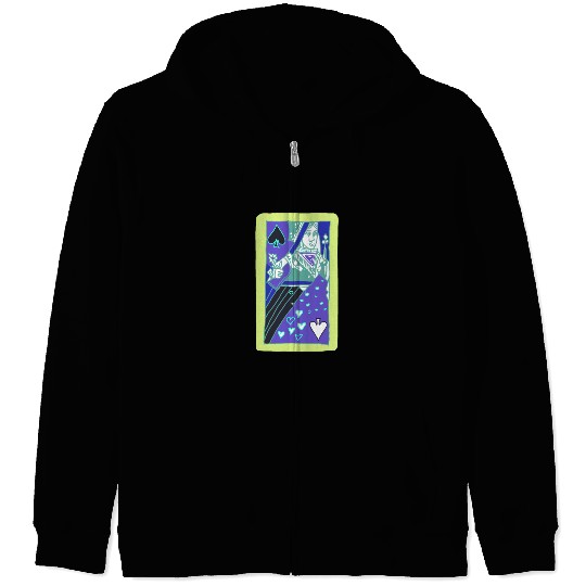 Colourful Queen Of Spades Playing Card Zip Hoodies