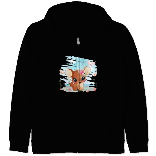 Funny Deer Sitting On Sand At The Beach Zip Hoodies