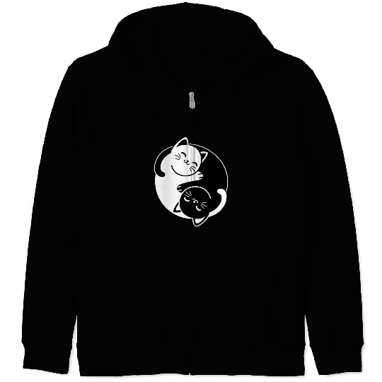 Yin and Yang Cats Zip Hoodies