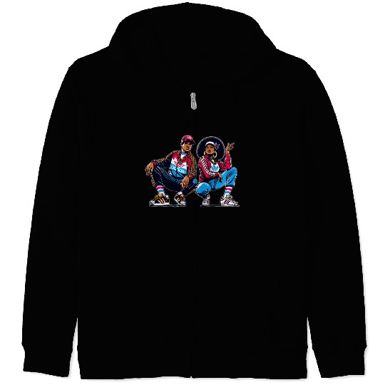 AI 1980s B-Boy & FlyGirl GTA Style Zip Hoodies