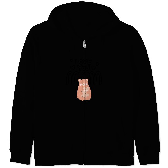 Peach Cute Mom And Baby Bear Mother s Day Card 4 Zip Hoodies