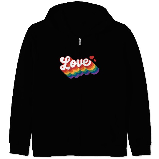 Love with hearts Pride Rainbow Flag Zip Hoodies