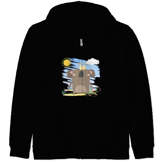 Kawaii King Koala Using Crown Adorable Cartoon Zip Hoodies