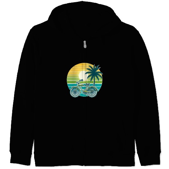 Retro Bike and Palm Tree Zip Hoodies