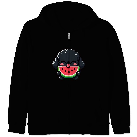 Summery Poodle with Watermelon Zip Hoodies