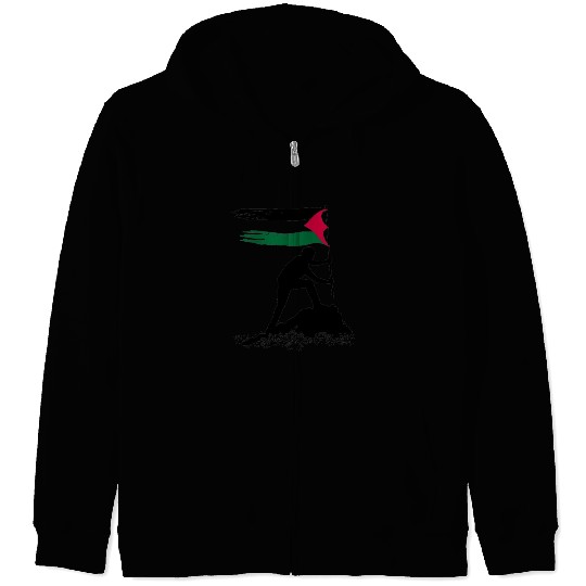 free palestine standing flag silhouette Zip Hoodies