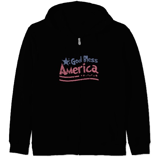 God Bless America Lovers Independence Zip Hoodies
