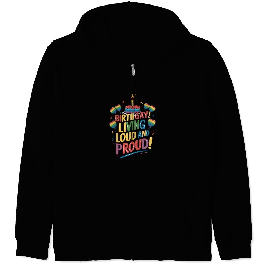 Birthgay Gay Pride Flag Pride Month Equal Rights Zip Hoodies