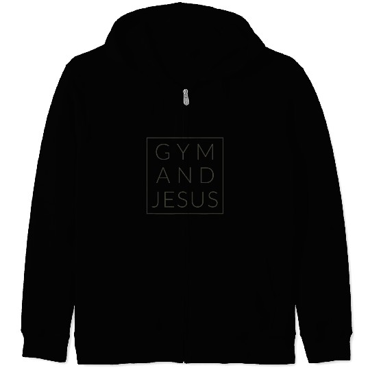 Gym and Jesus, Christian Workout, Fun Modern Fitne Zip Hoodies