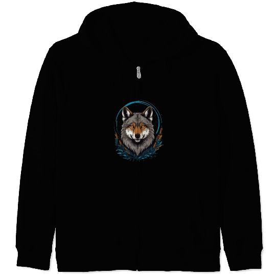 Flag Wolves July Howling Wolf Zip Hoodies