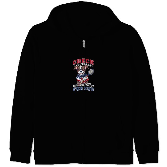 4th Of July Lacrosse Dog I Will Check For You Zip Hoodies