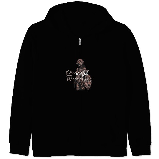 Graceful Warrior Flower Background Design Zip Hoodies
