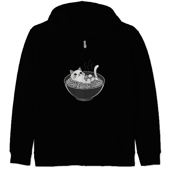 Ramen Cat Kawaii Anime Otaku Bowl Japanese Noodles Zip Hoodies