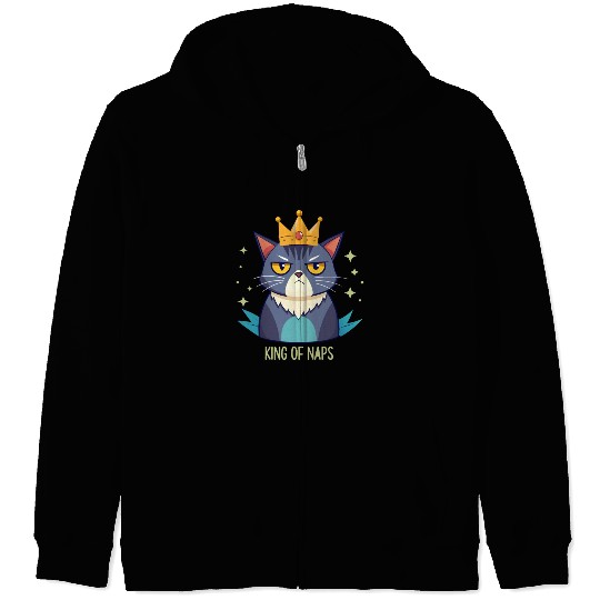 Grumpy King of Naps Cat Zip Hoodies
