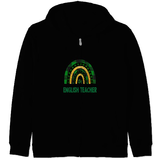 One Lucky English Teacher Rainbow St Patricks Day Zip Hoodies