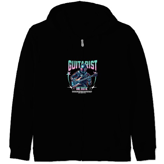 cyber playing guitar music lover Zip Hoodies