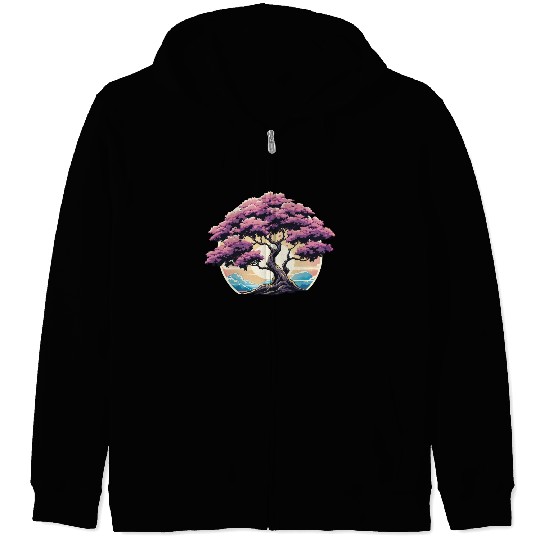 Zen nature purple tree Zip Hoodies