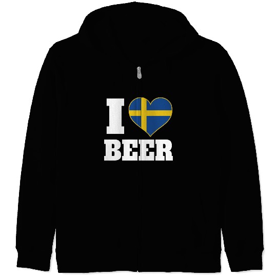I Love Beer And Sweden Patriotic Expression Zip Hoodies