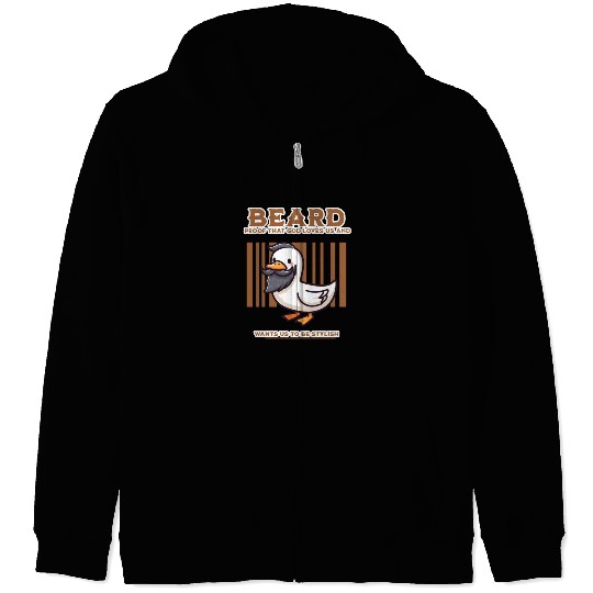 Beautiful Beard Duck Zip Hoodies
