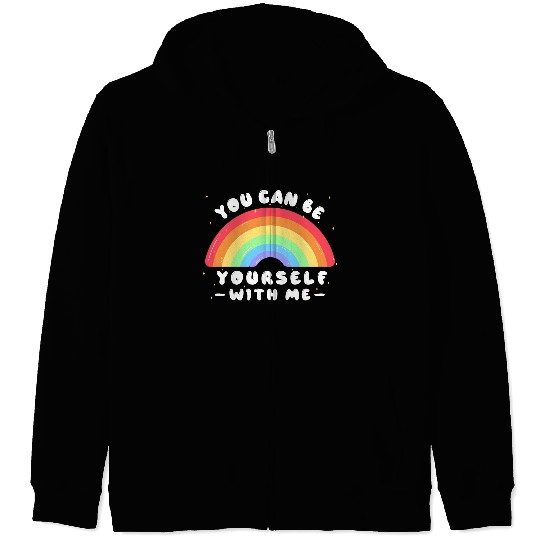 You Can Be Yourself With Me - LGBTQ Ally - Pride Zip Hoodies
