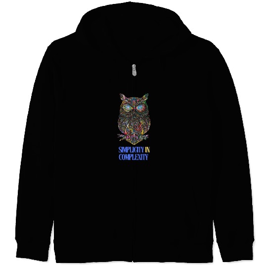 Abstract Art, Simplicity In Complexity,Owl Zip Hoodies