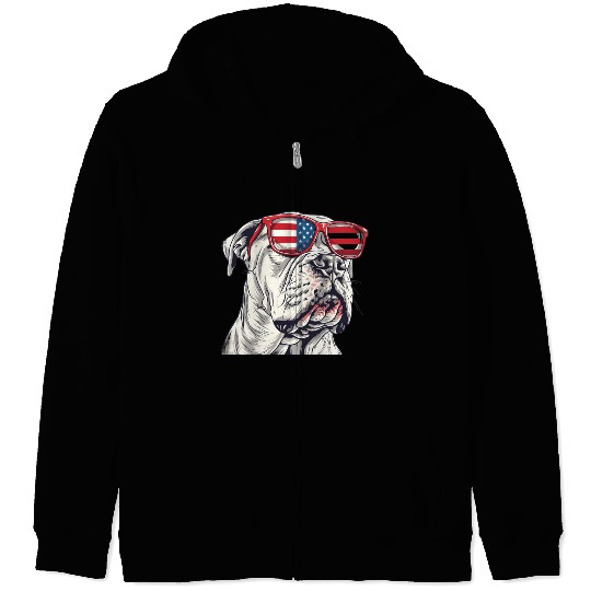 Dogo Argentino dog. 4th of July and memorial day Zip Hoodies