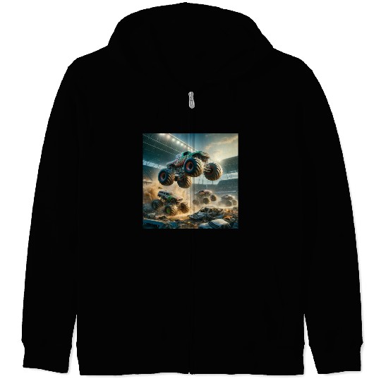 Monster Madness Monster Trucks Zip Hoodies