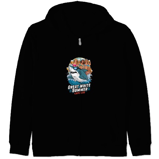 Stylish Great White Shark Zip Hoodies (Cape Cod)