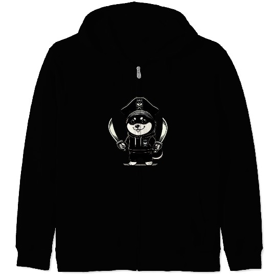 Shiba Inu Pirate Zip Hoodies