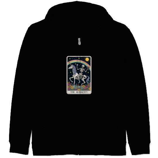 The Audacity Tarot Card Funny Skeleton Trendy Meme Zip Hoodies