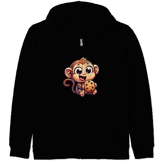 Chimpanzee with Cookie Sweet Treat Zip Hoodies