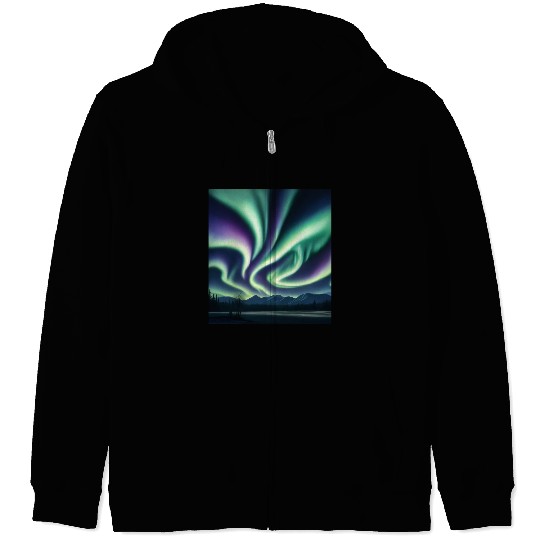 ultra realistic northern lights Zip Hoodies