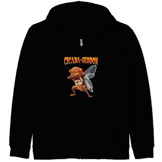 Funny Dabbing Cicada 2024 Dab Zip Hoodies