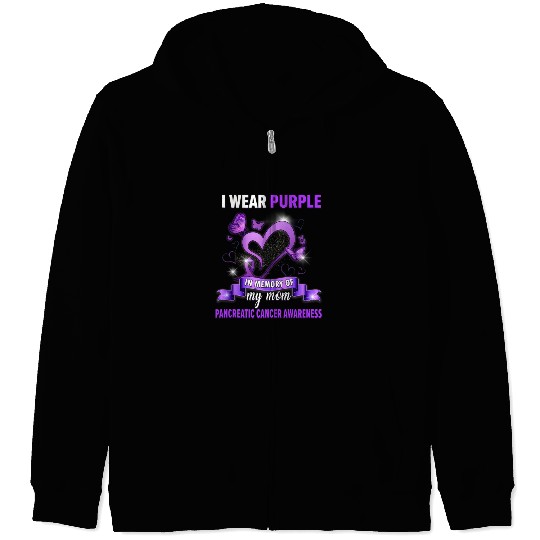 I Wear Purple In Memory Of My Mom Pancreatic Month Zip Hoodies