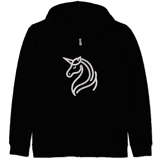 Minimalist Unicorn Symbol - light pink gray Zip Hoodies
