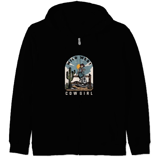 WILD WEST COW GIRL Classic Zip Hoodies