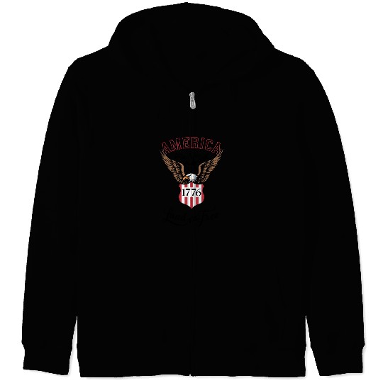 Independence Day Art 4 July Eagle Land of the Free Zip Hoodies