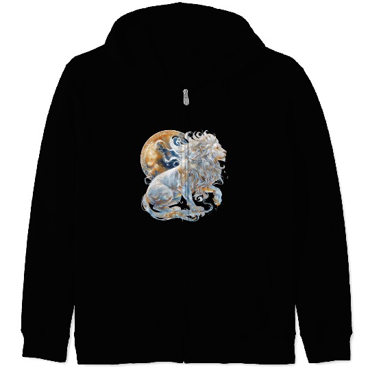 Celestial Lion Images, Mystical Lion, Night sky Zip Hoodies