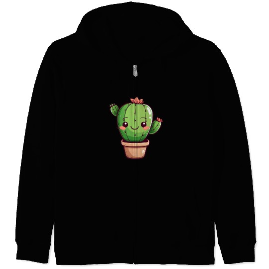 Cute Kawaii Cactus Clipart, Cute Cactus PNG Zip Hoodies