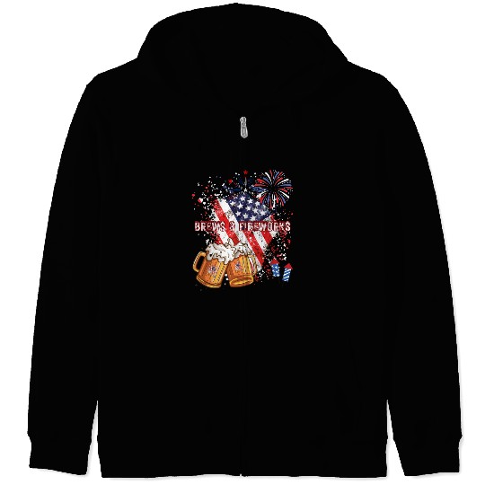 Brews & Fireworks 4th of July Independence Day Zip Hoodies