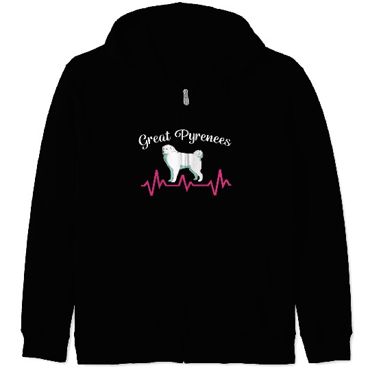 Pet Lover Great Pyrenees Dog Heartbeat Zip Hoodies