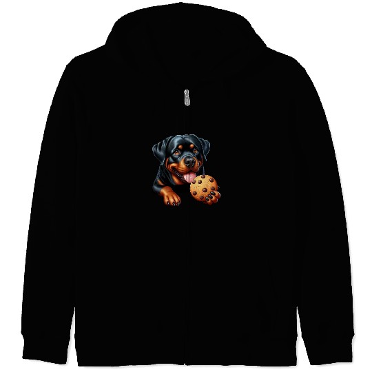 Rottweiler dog T-Rex cookie treat sweet Zip Hoodies